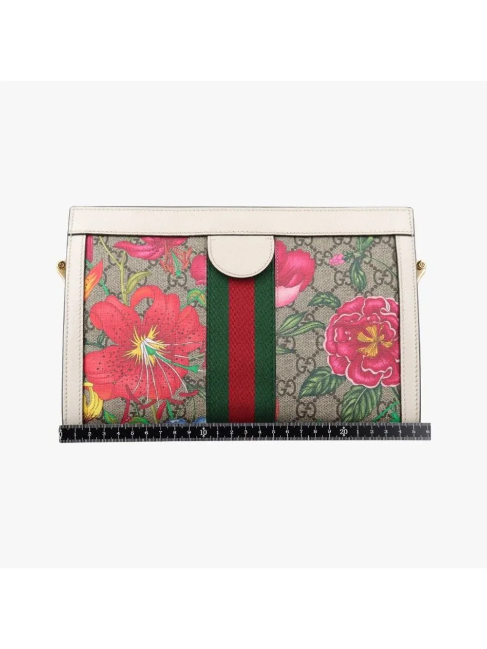 Gucci Ophidia Beige White Multicolor Leather Shoulder Bag